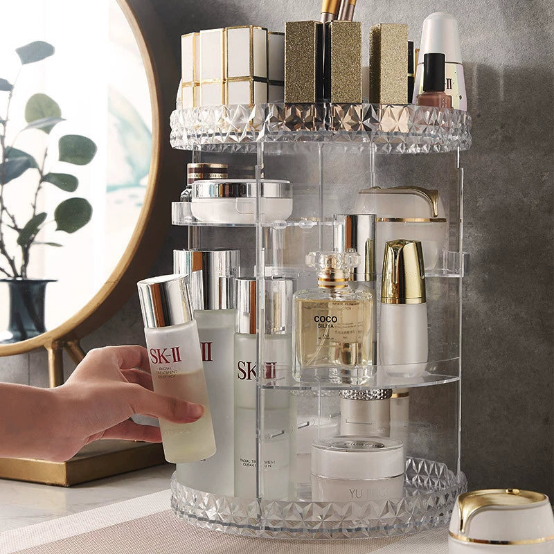 360° Diamond Rotating Makeup Organizer