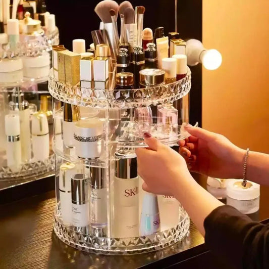 360° Diamond Rotating Makeup Organizer