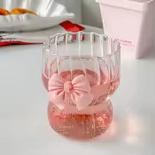 1pcs Pink Bow Glass Cute Water Cup Cartoon Bow Glass Cup