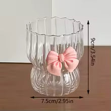 1pcs Pink Bow Glass Cute Water Cup Cartoon Bow Glass Cup